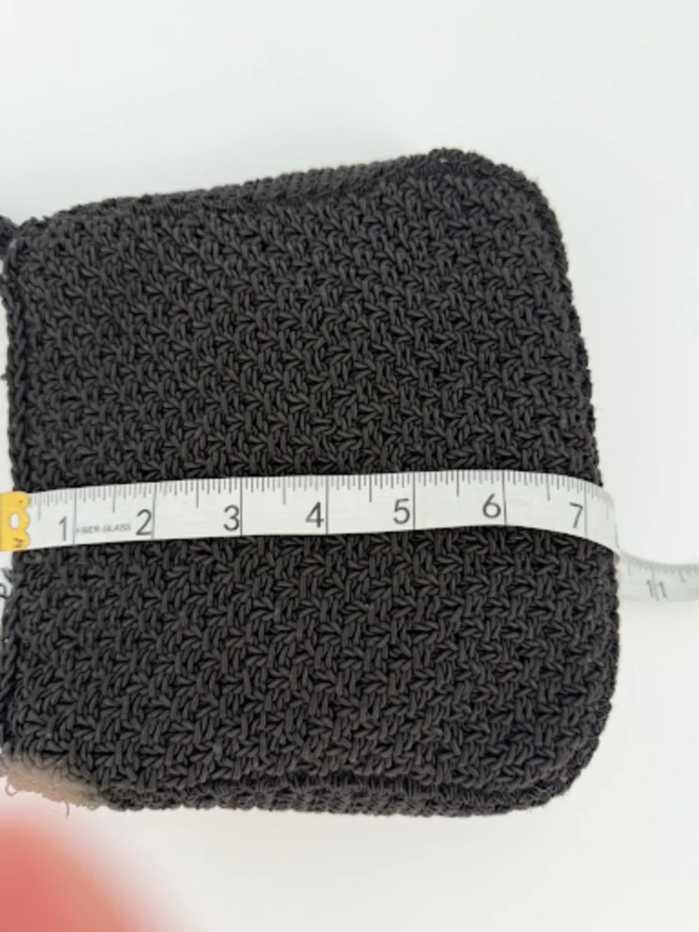 Vintage Liz Claiborne Black Crochet Knit Crossbody Bag Blue Lining